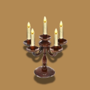 Five-point wooden candle stand.